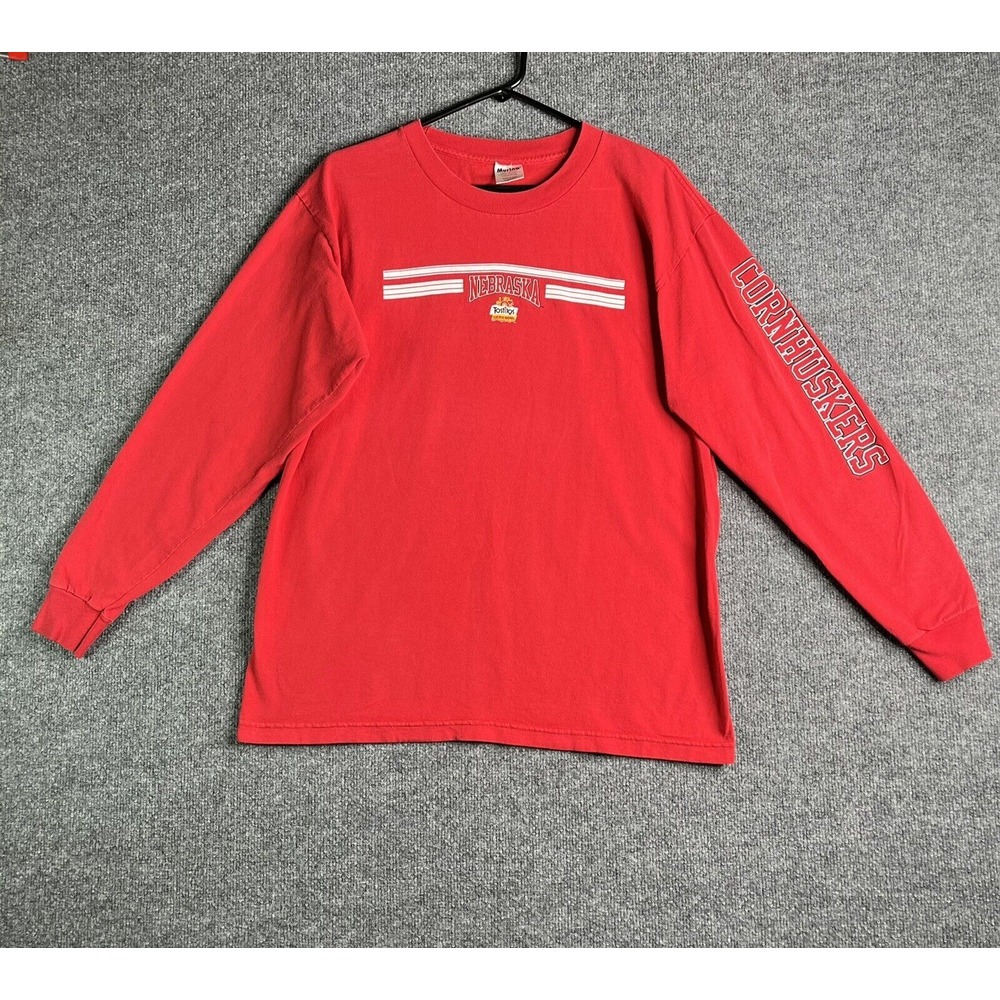 Vintage Nebraska Cornhuskers Long Sleeve Shirt Large Red Murina Usa Made Y2K